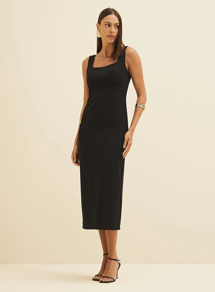 Vestido Midi Reto Preto
