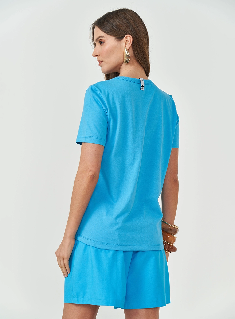 Camiseta Feminina Com Logo Frontal Azul