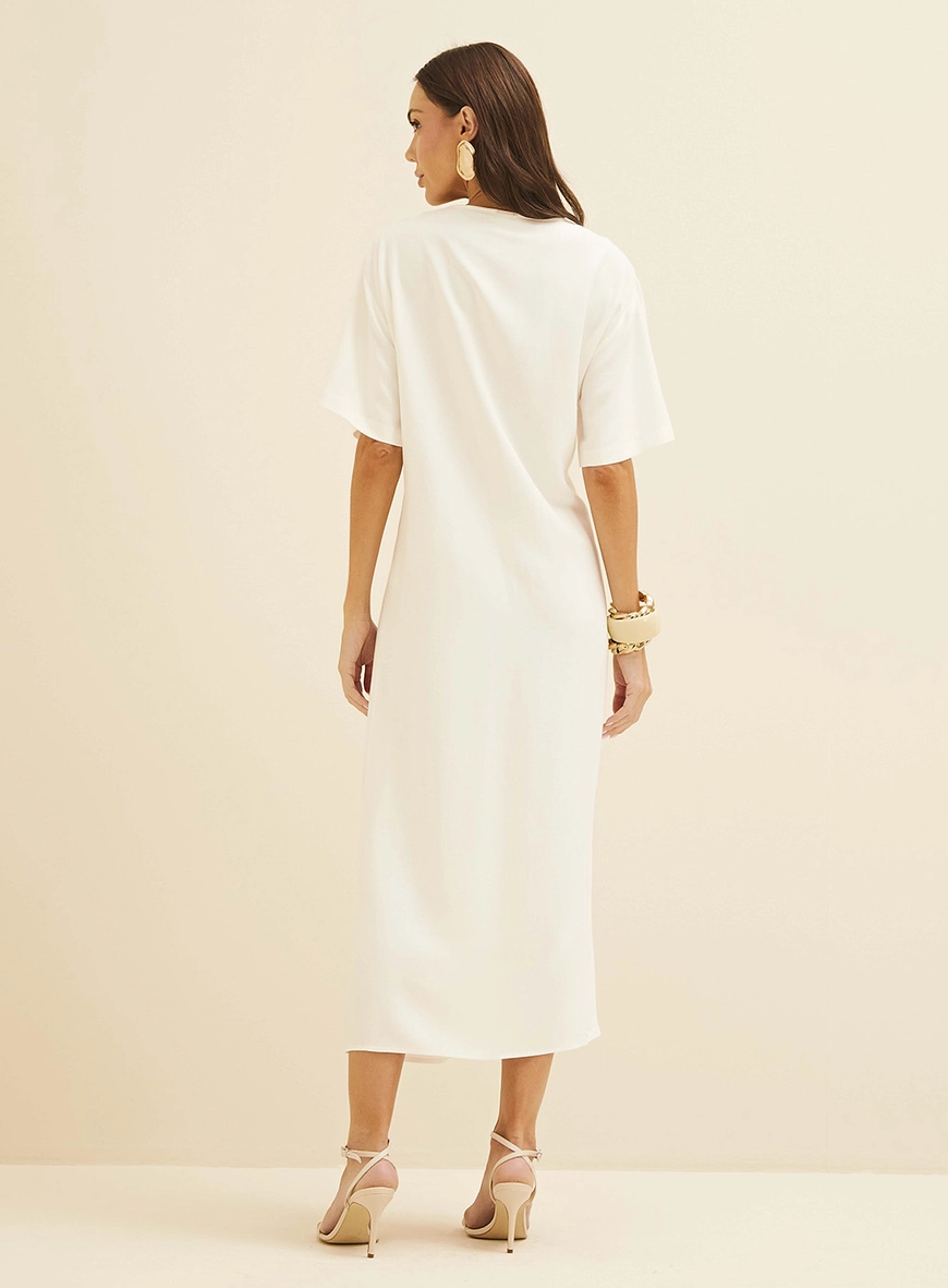 Vestido Midi Com Detalhe Em Nó Off Shell