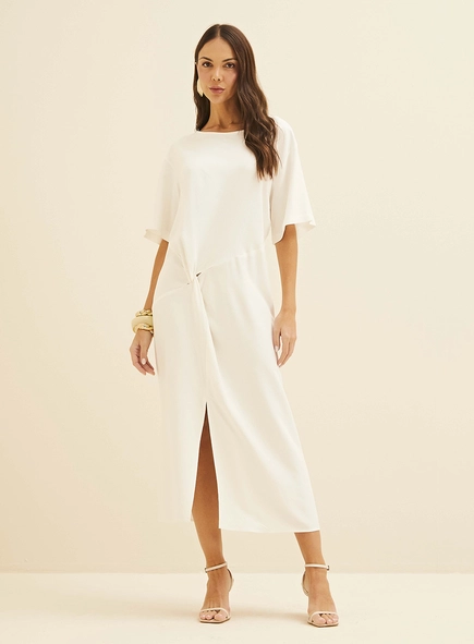 Vestido Midi Com Detalhe Em Nó