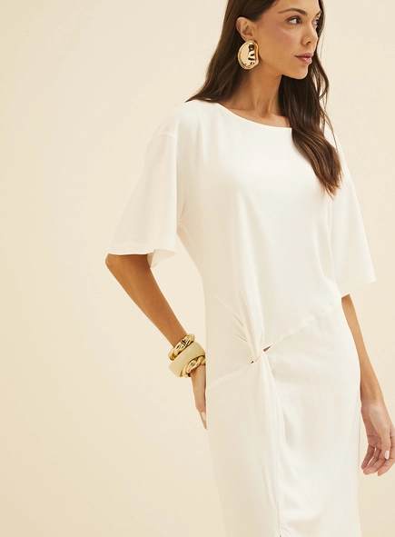 Vestido Midi Com Detalhe Em Nó
