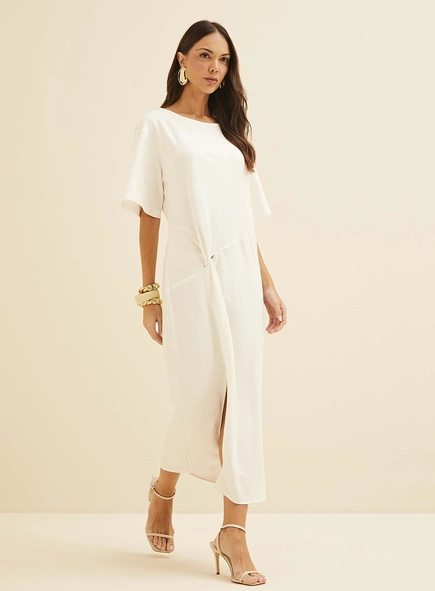 Vestido Midi Com Detalhe Em Nó