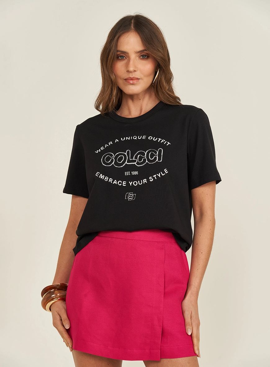 Camiseta Manga Curta Com Estampa