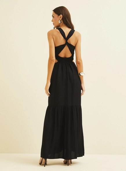 Vestido Estruturada Com Costas Cruzadas E Lastex