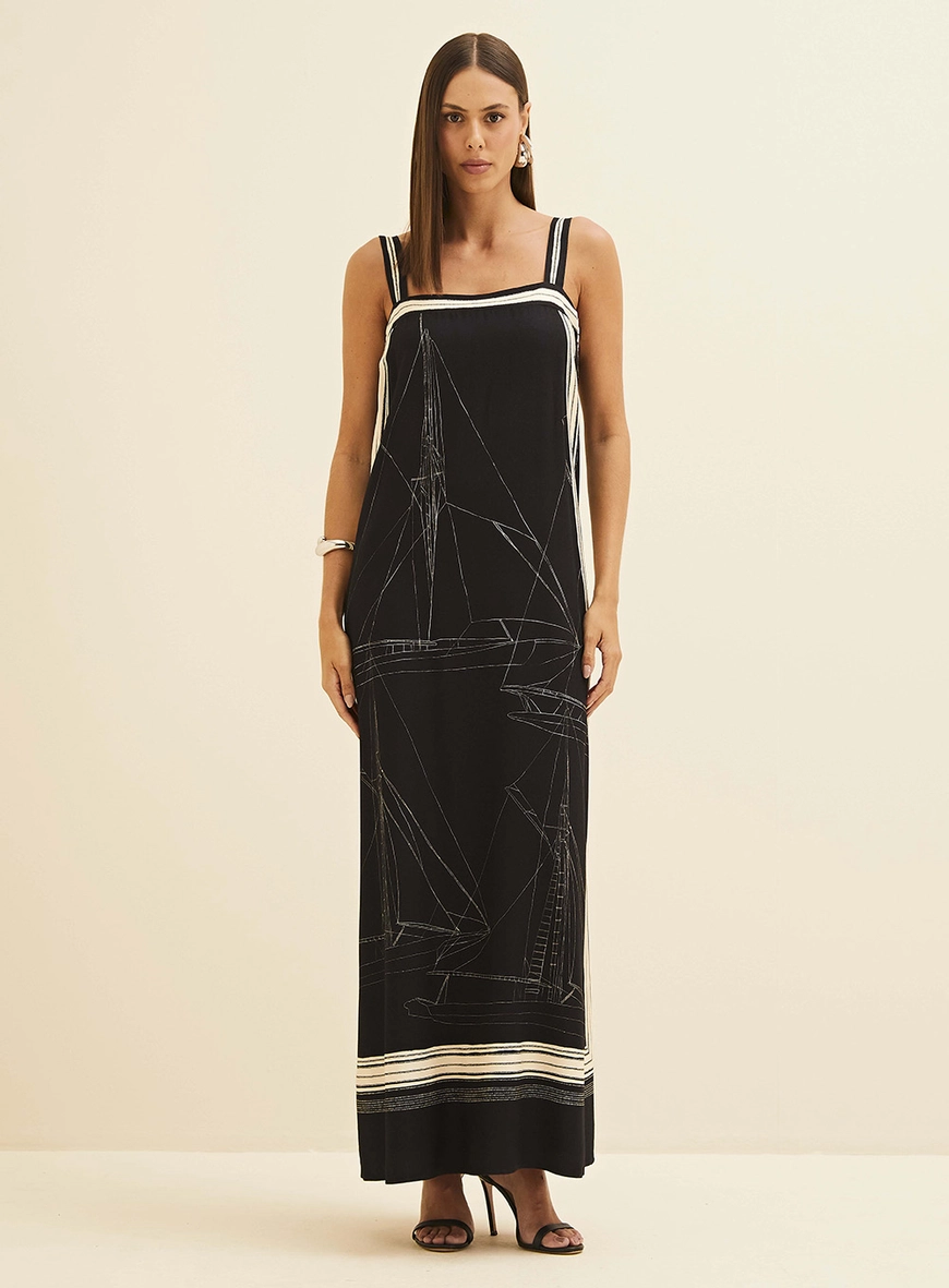 Vestido Longo Amplo Estampado Estampados