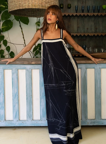 Vestido Longo Amplo Estampado