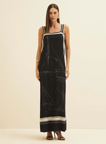 Vestido Longo Amplo Estampado