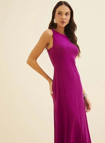 Vestido Midi Solto Em Linho