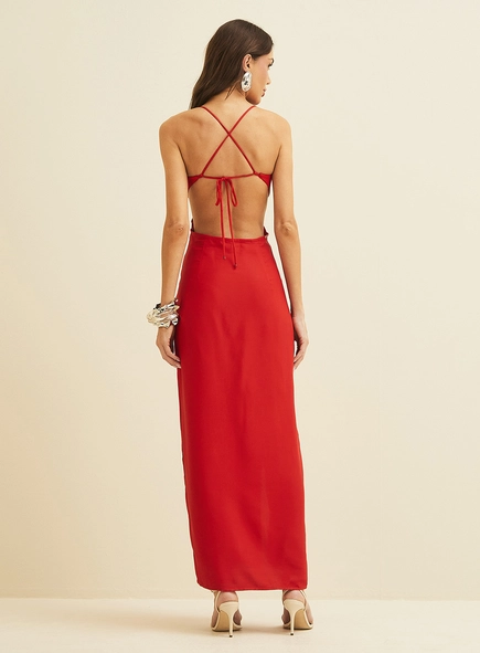 Vestido Midi Com Fenda Lateral