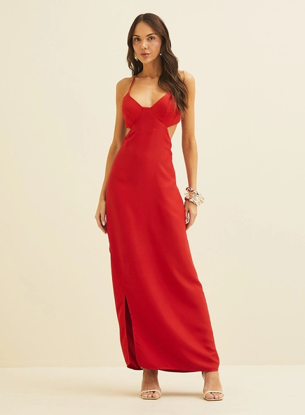 Vestido Midi Com Fenda Lateral
