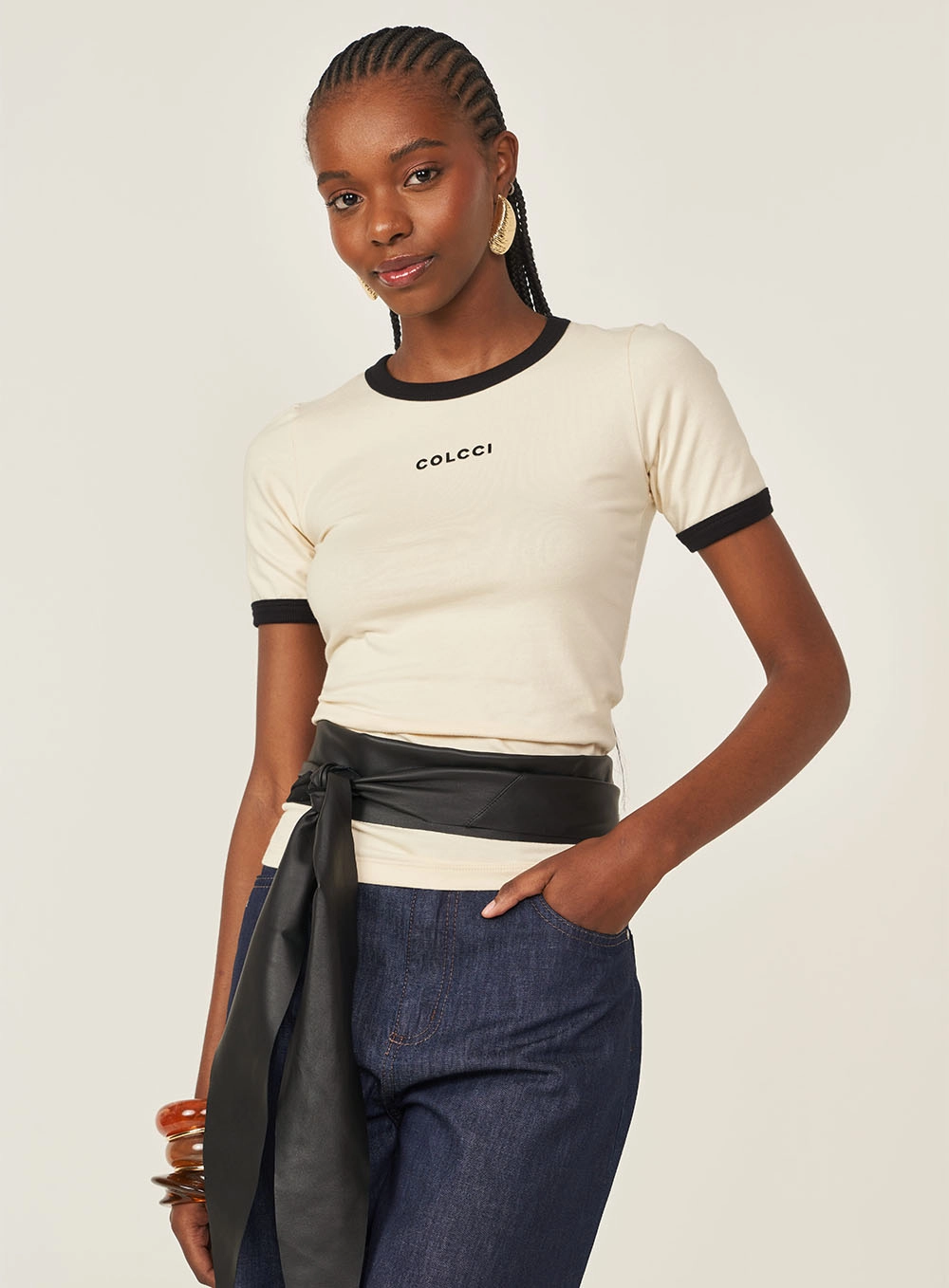 Camiseta Feminina Babylook Bege