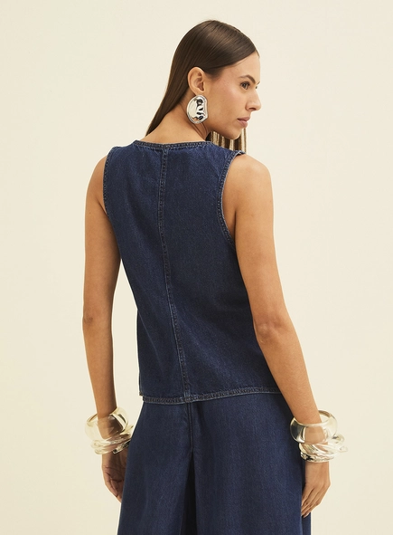 Colete Jeans Feminino