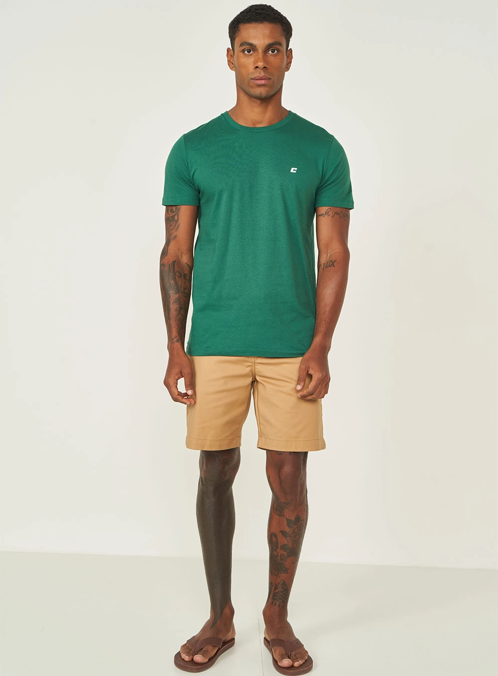 Camiseta Masculina Manga Curta Slim Verde