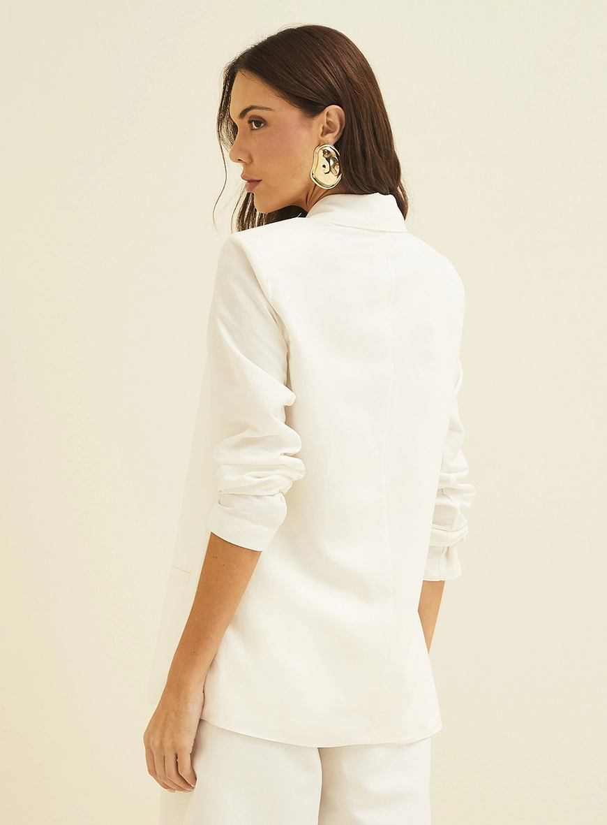 Blazer Alongado Alfaiataria Sem Ombreira Off Shell