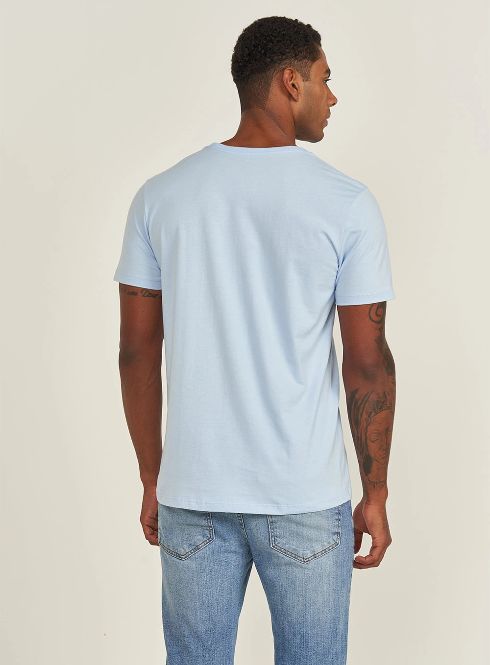 Camiseta Slim Manga Curta Azul Tranquile Blue