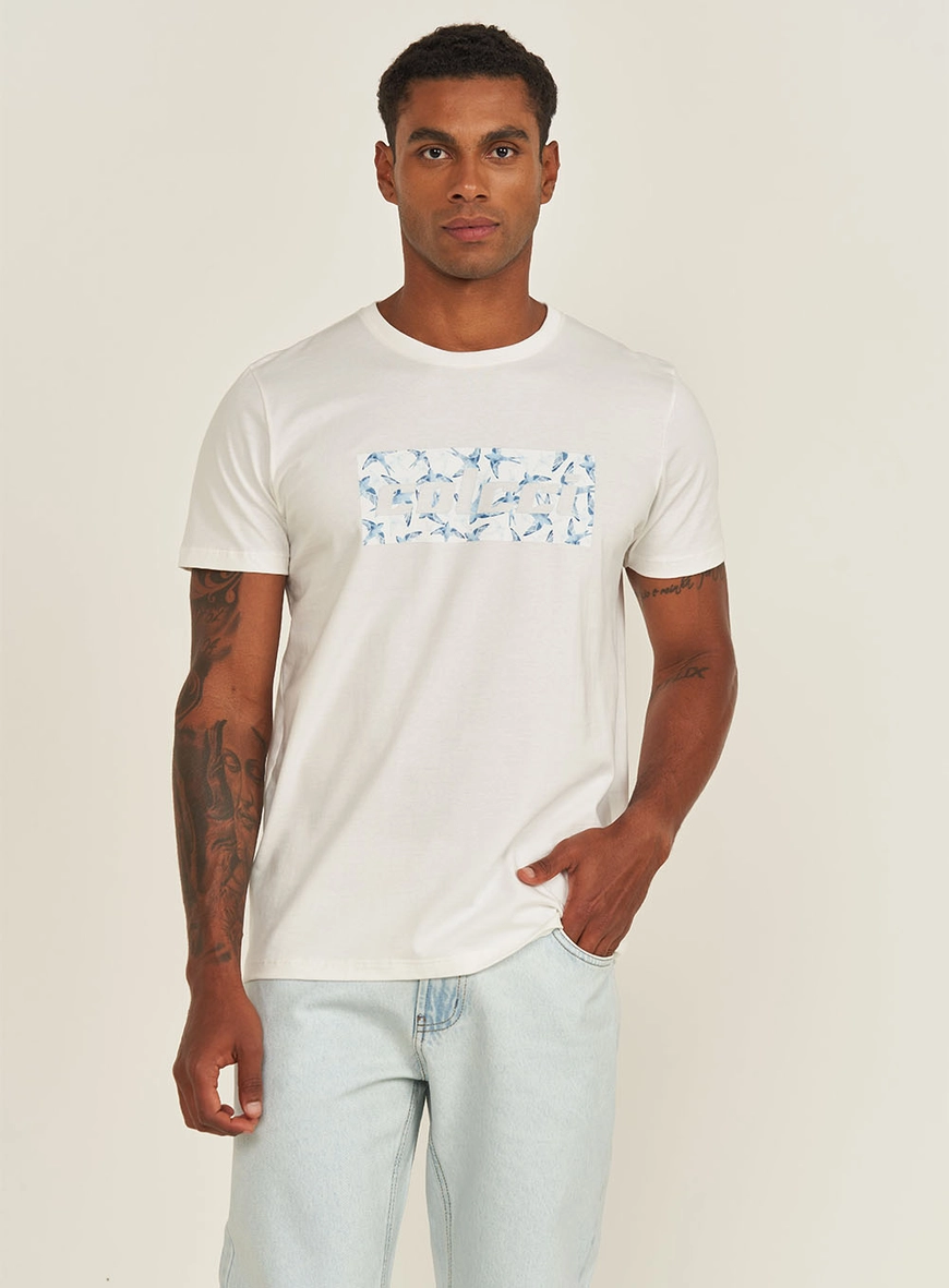 Camiseta Slim Masculina Print Logo