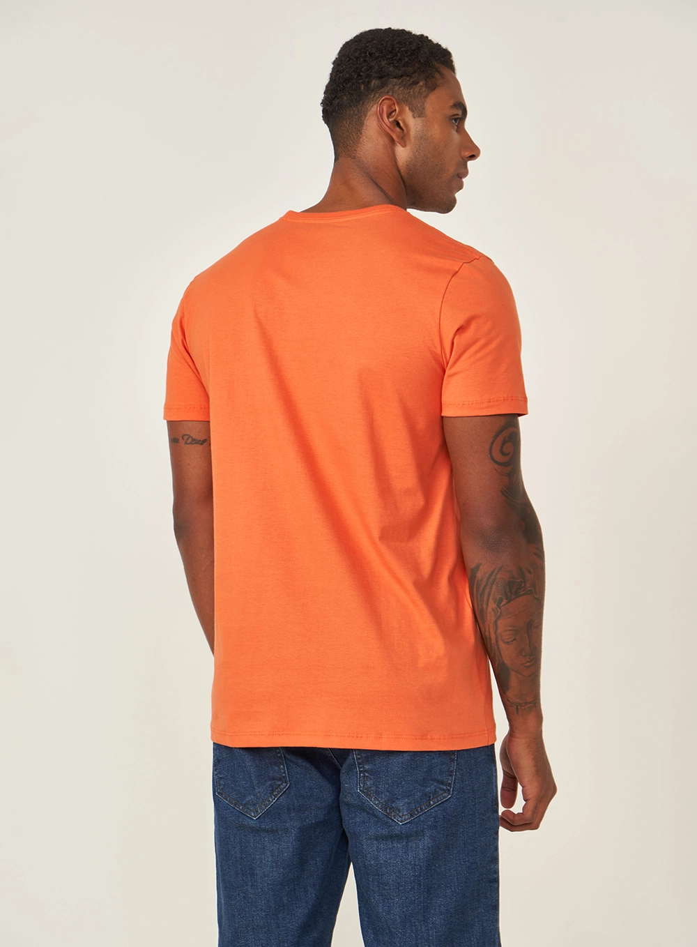 Camiseta Slim Com Duplo C Laranja