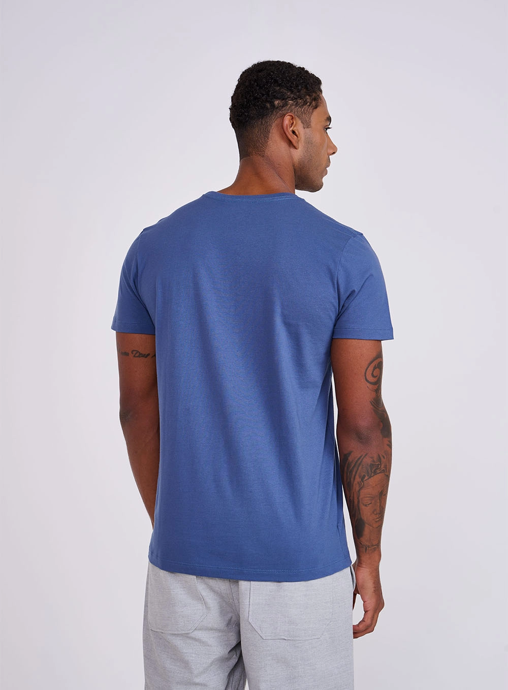 Camiseta Slim Com Estampa Azul