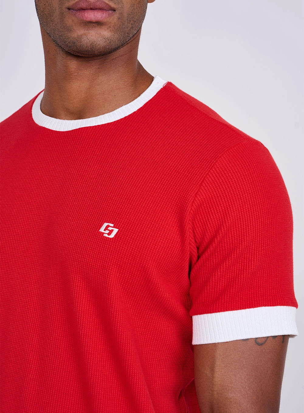 Camiseta Slim Masculina Manga Curta Vermelho