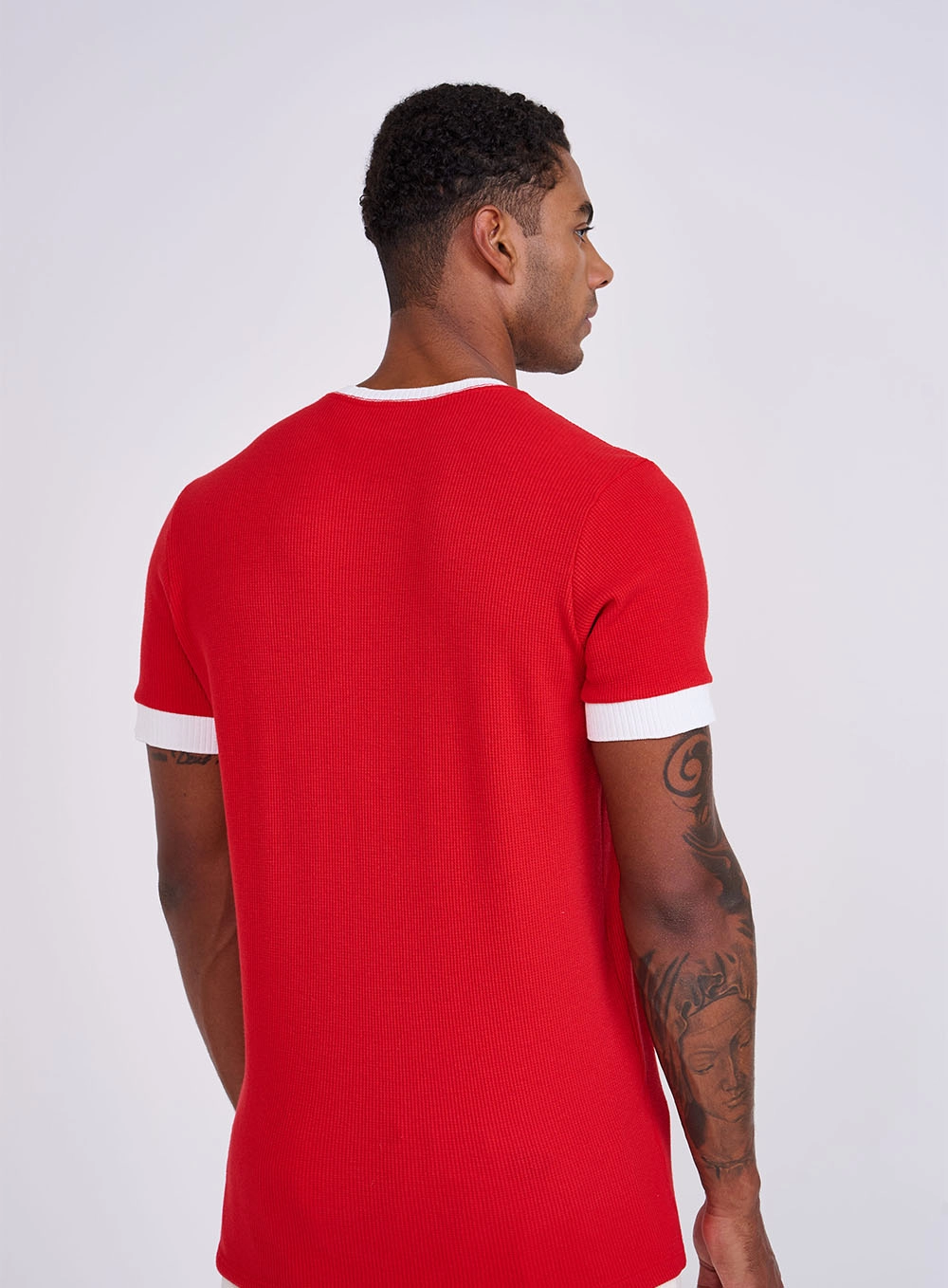 Camiseta Slim Masculina Manga Curta Vermelho
