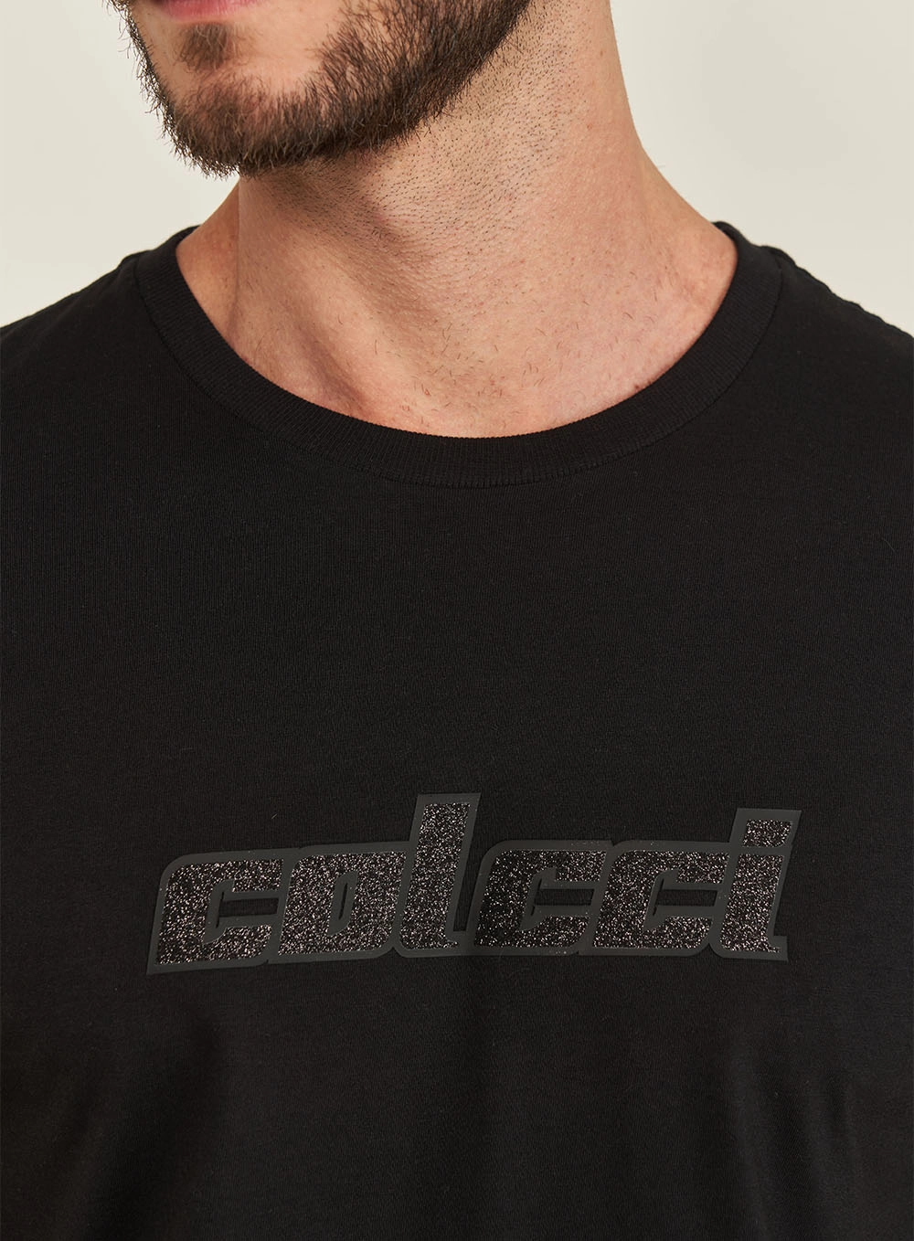 Camiseta Slim Com Bordado Preto