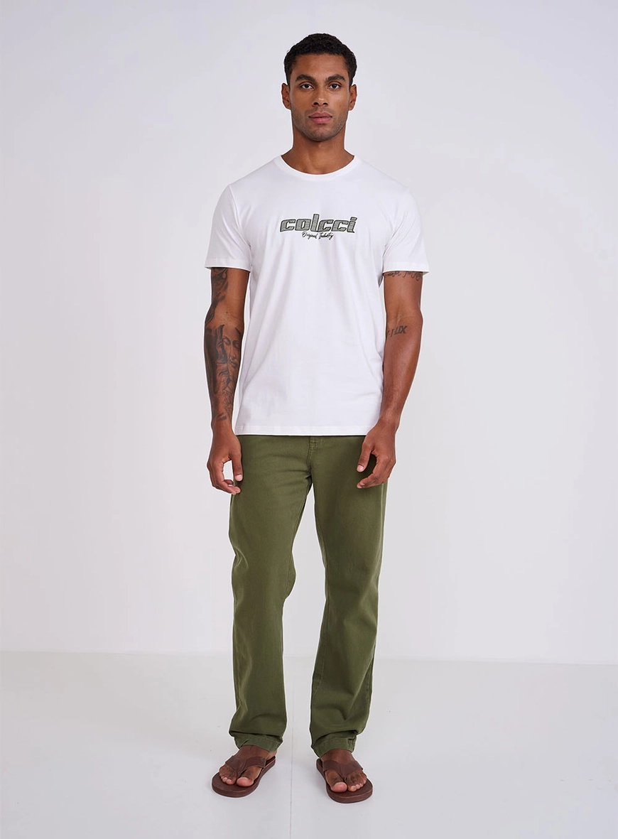 Camiseta Slim Com Logo Bordada
