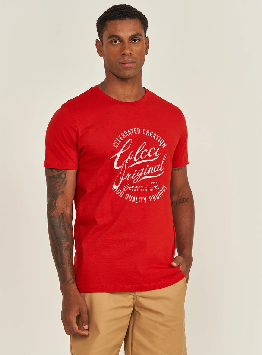Camiseta Slim Com Estampa Frontal