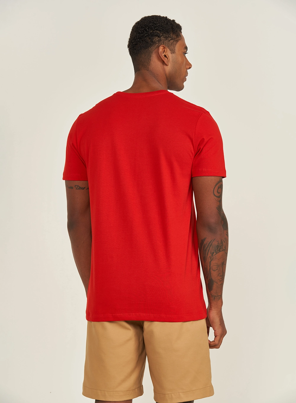 Camiseta Slim Com Estampa Frontal Vermelho
