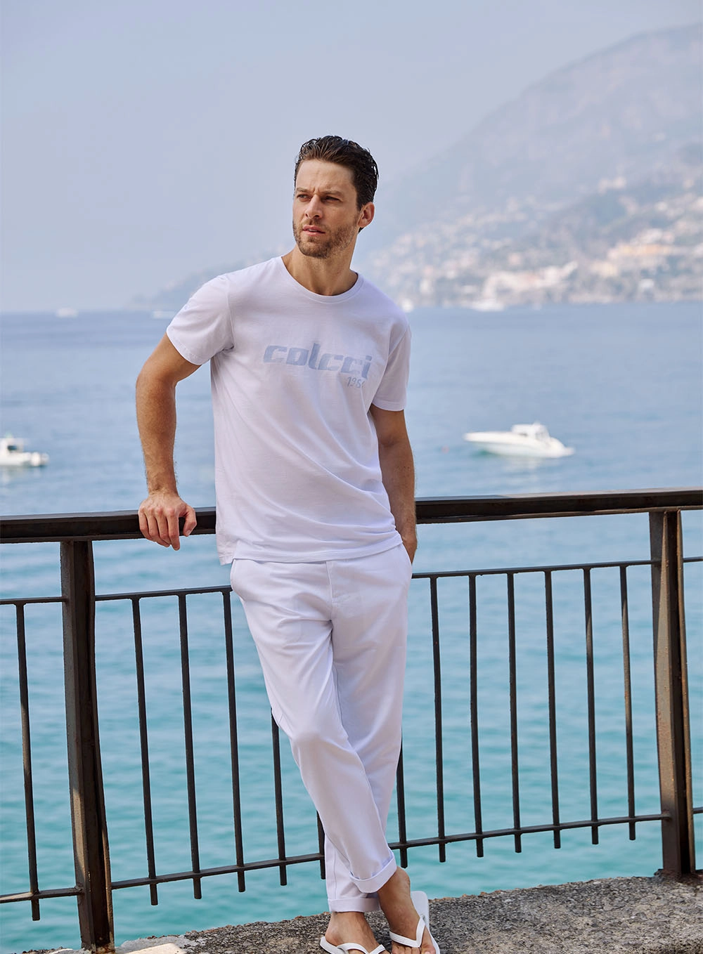 Camiseta Masculina Slim Com Estampa Branco