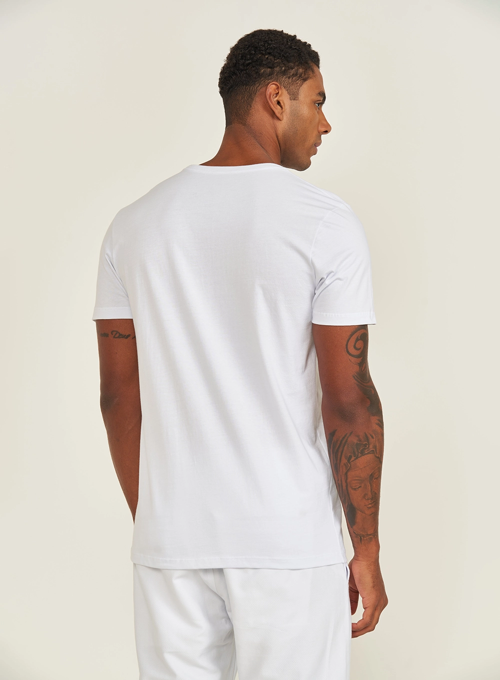 Camiseta Masculina Slim Com Estampa Branco