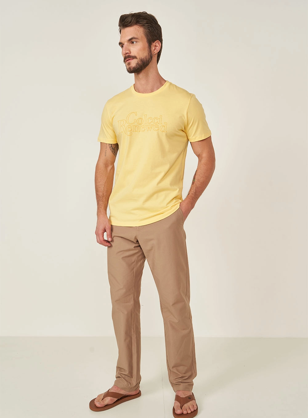 Camiseta Slim Estampa Amarelo