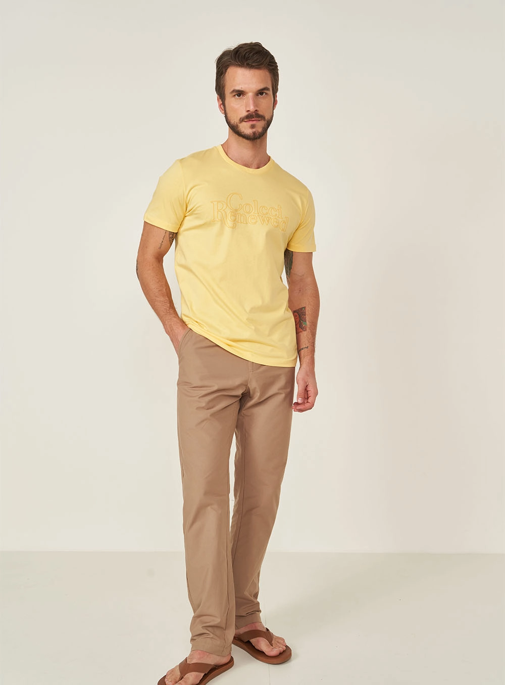 Camiseta Slim Estampa Amarelo
