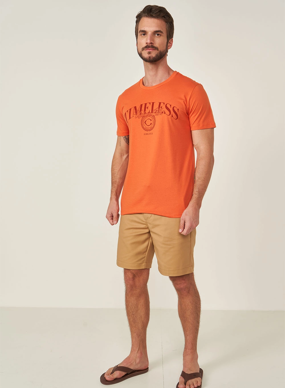 Camiseta Slim Manga Curta Laranja
