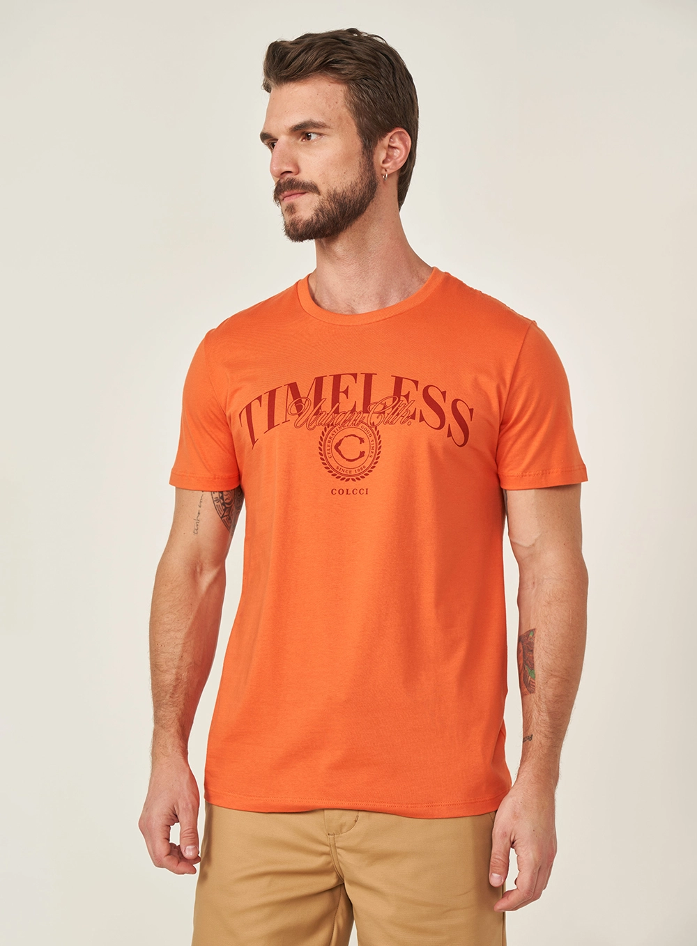 Camiseta Slim Manga Curta Laranja