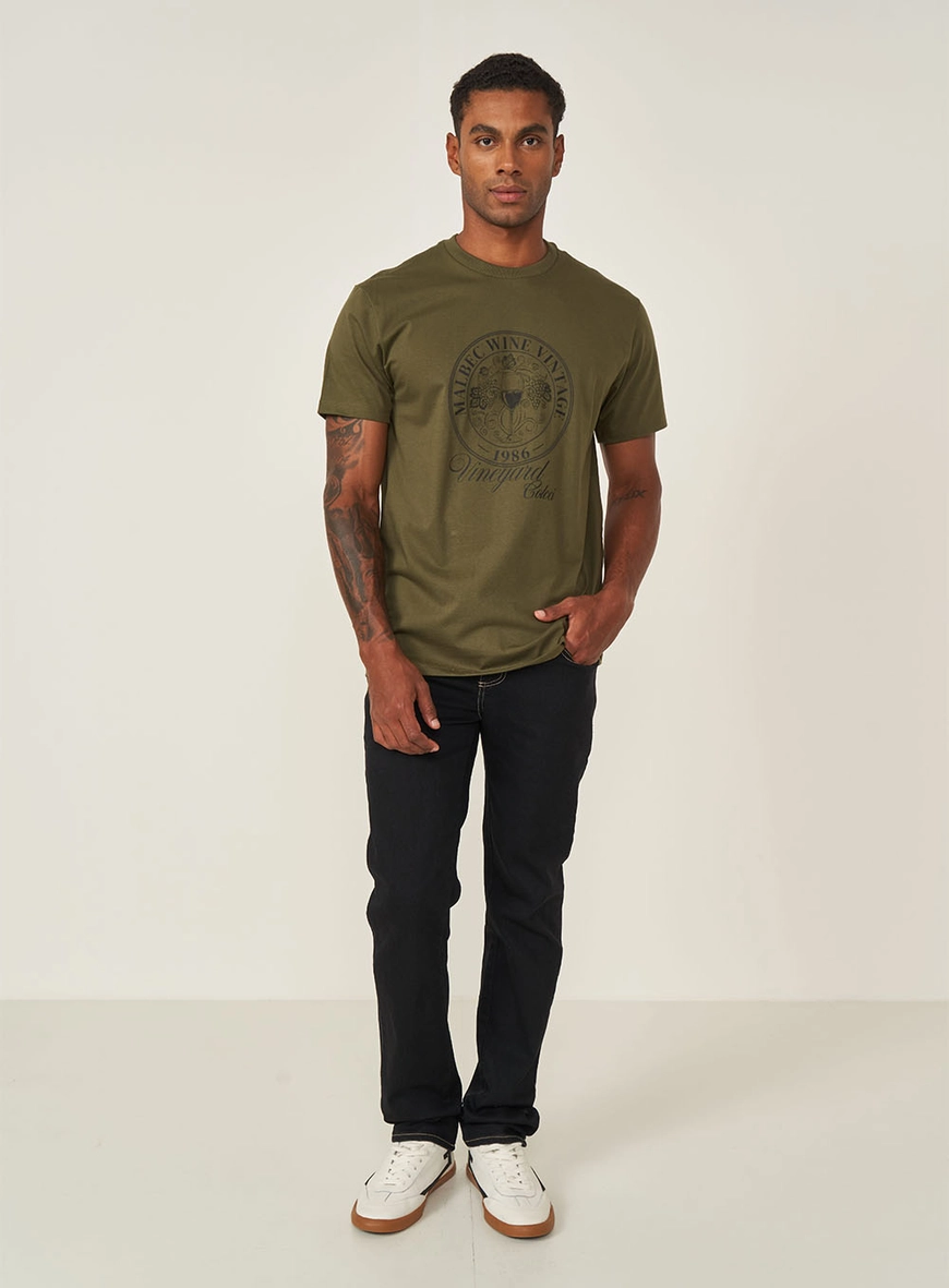 Camisa Masculina Com Estampa Manga Curta