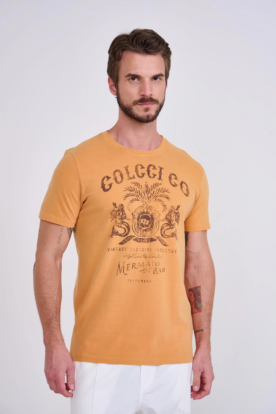 Camiseta Masculina Com Estampa Frontal Laranja