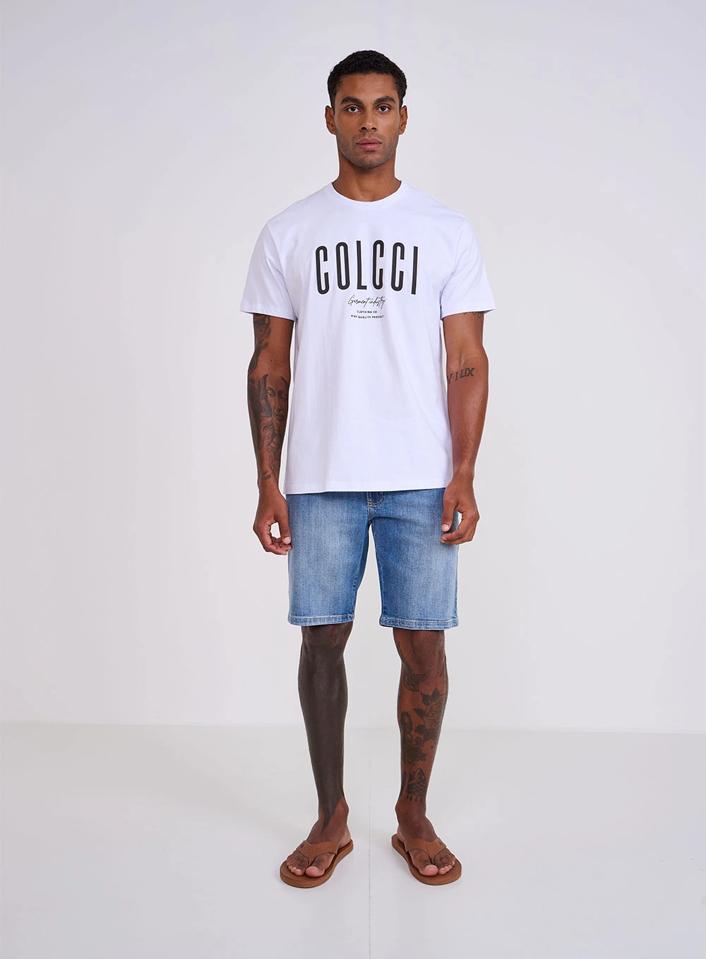 Camiseta Masculina Manga Curta Com Estampa Branco