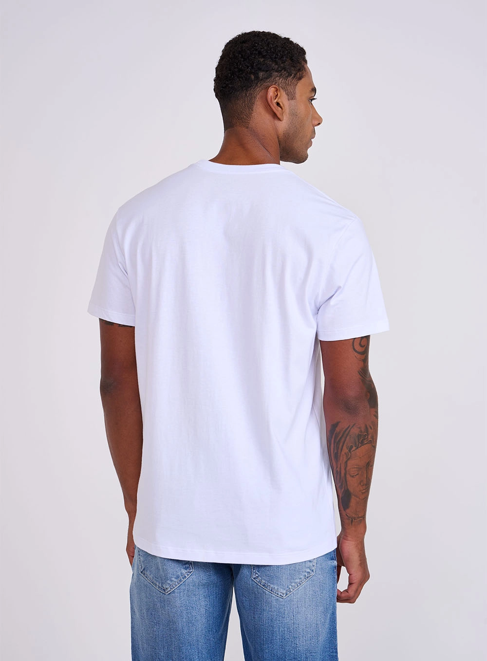 Camiseta Masculina Manga Curta Com Estampa Branco
