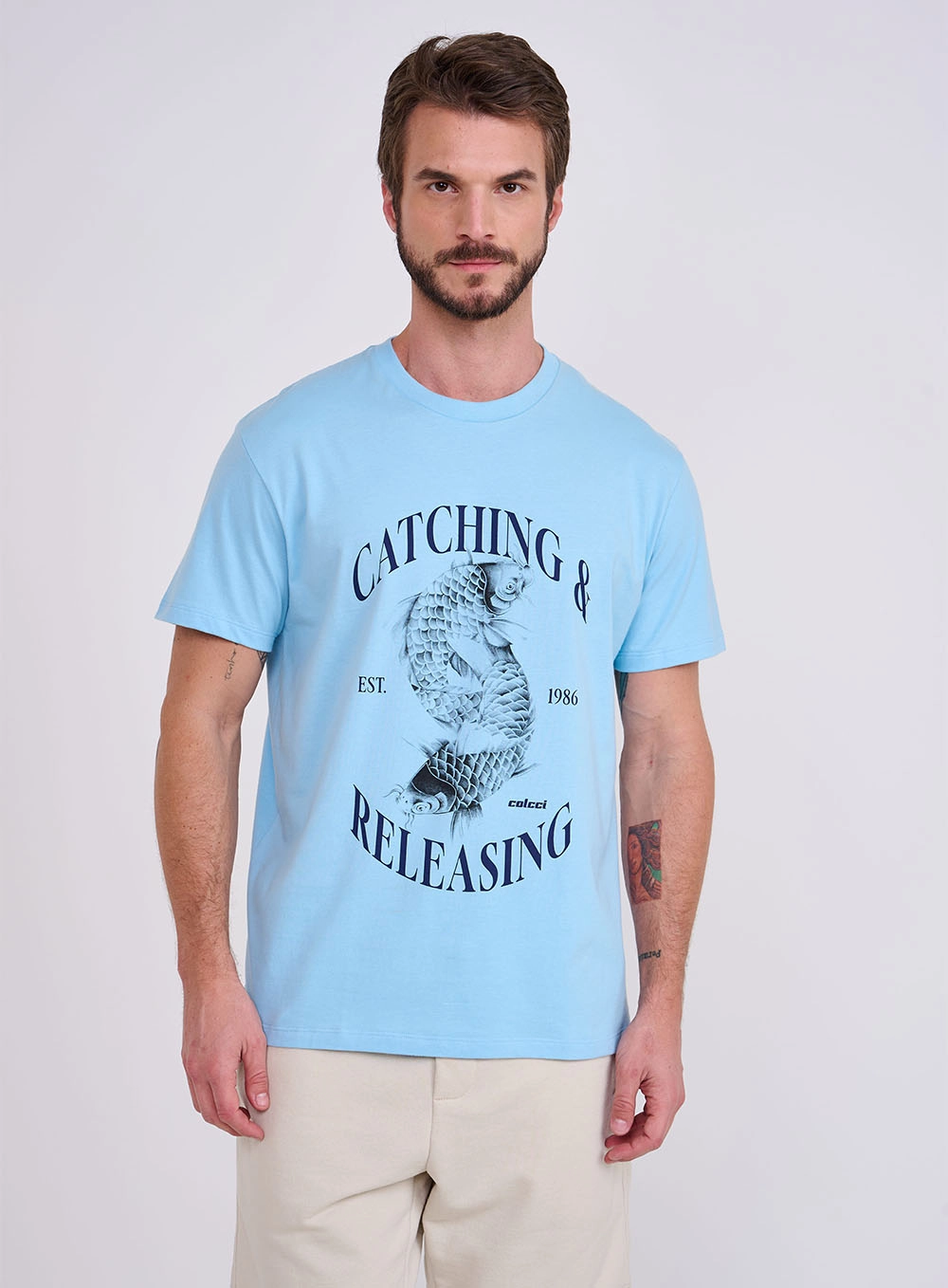 Camiseta Sport Fishing Com Estampa Azul
