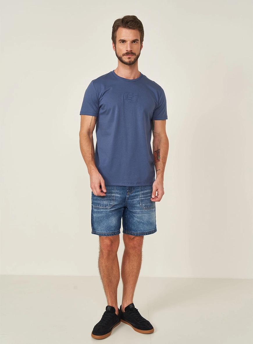 Camiseta Slim Bordado Duplo C