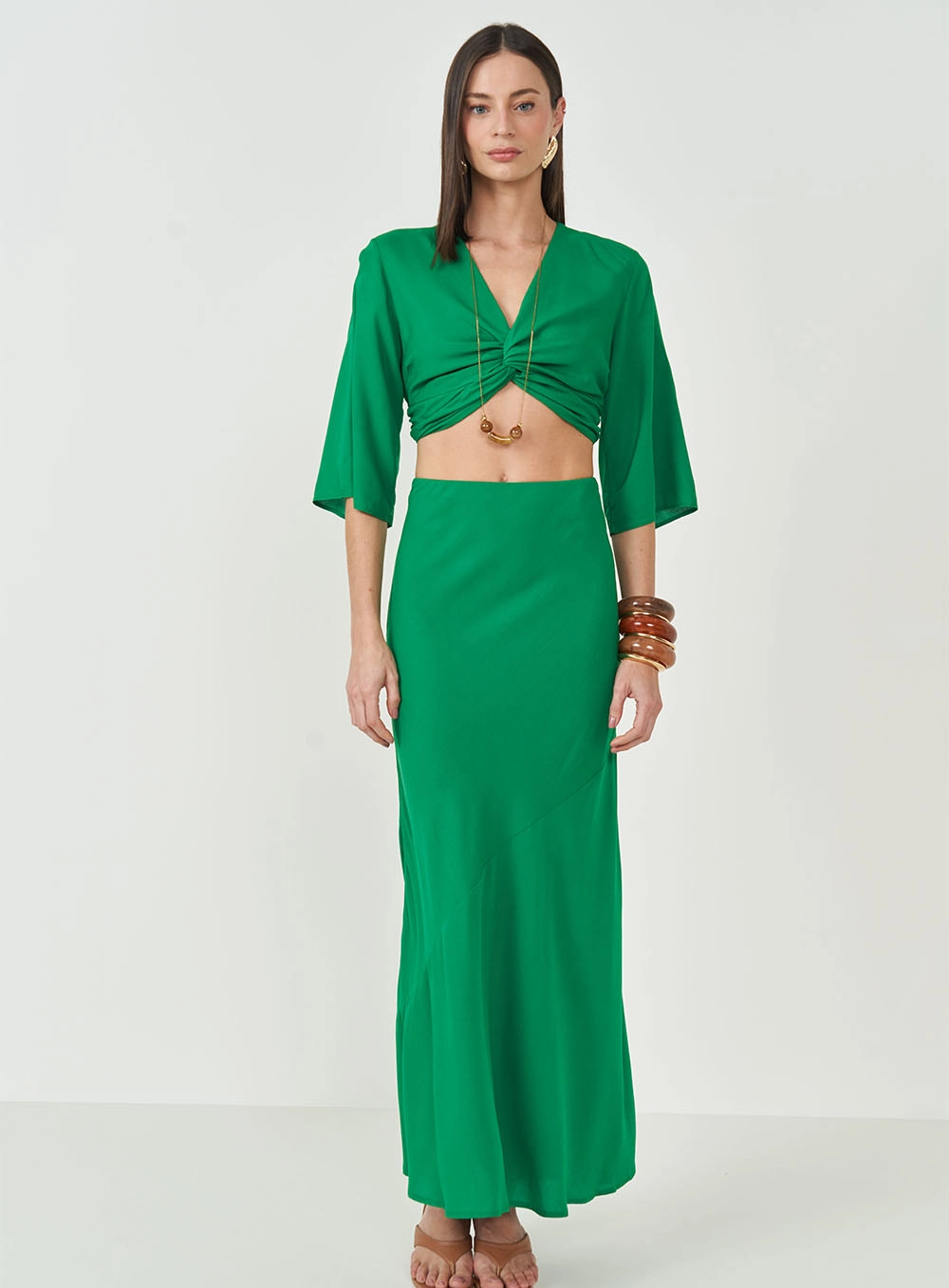 Blusa Com Detalhe Em Torção Verde Vanity