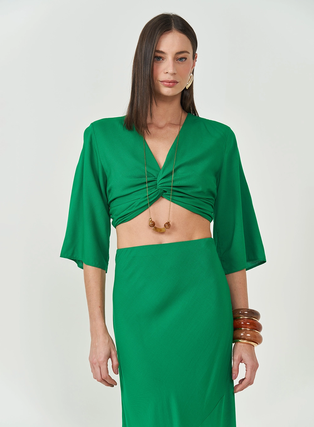 Blusa Com Detalhe Em Torção Verde Vanity
