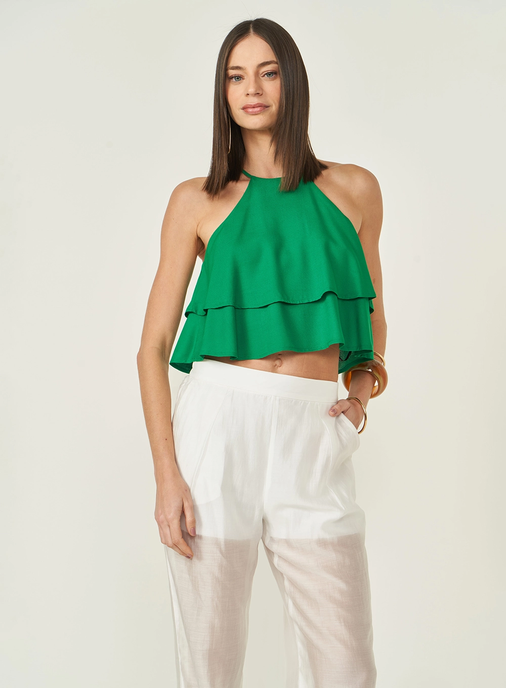 Blusa Comfort Em Camadas Verde Vanity