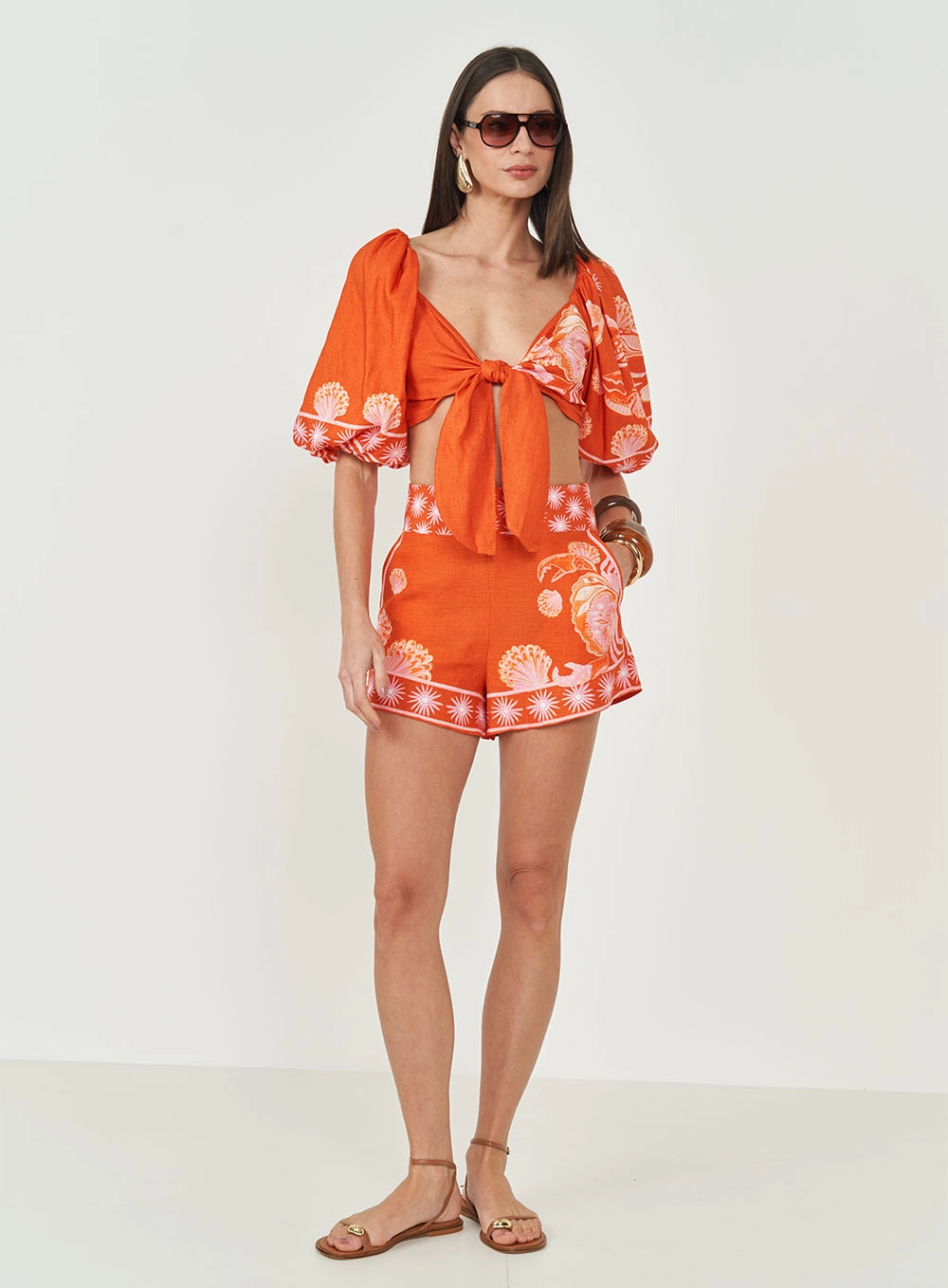 Blusa Estampada Com Mangas Bufantes Estampados