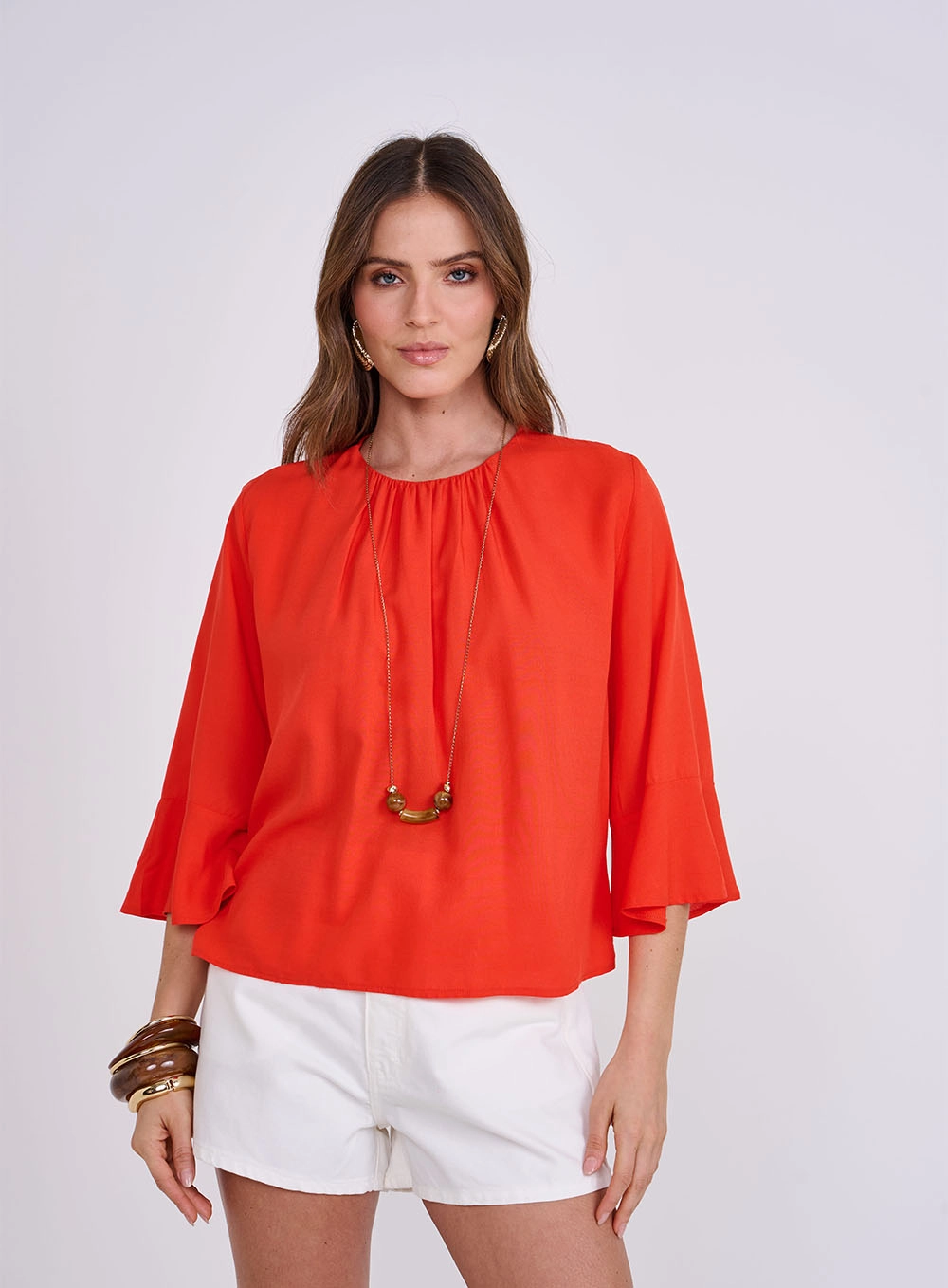 Blusa Manga Evasê Vermelho