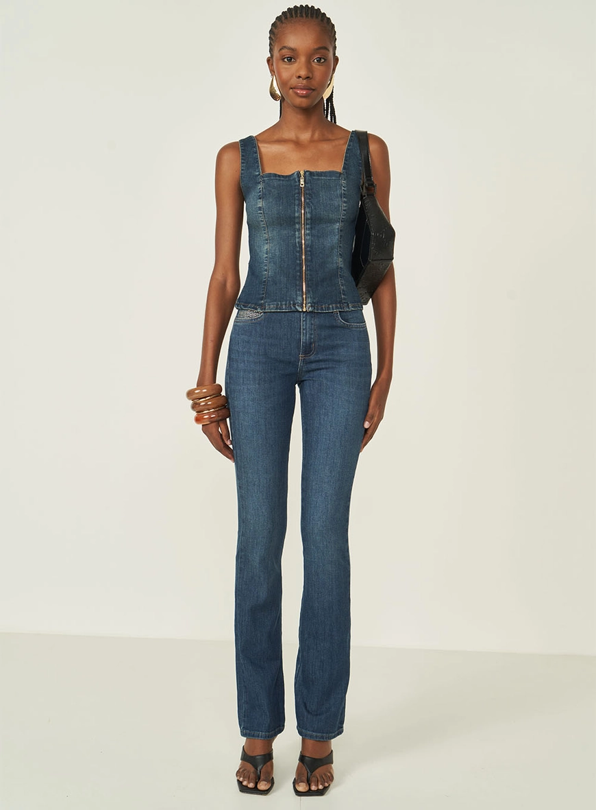 Blusa Jeans Acinturada Justa