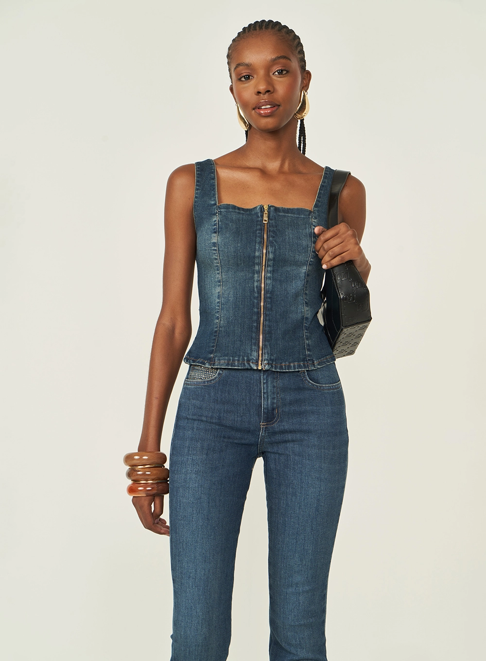 Blusa Jeans Acinturada Justa Índigo