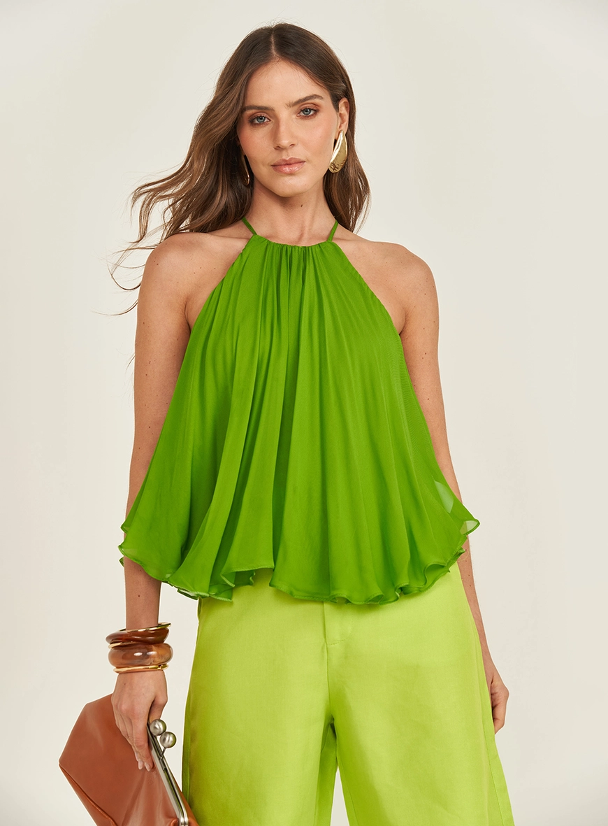 Blusa Loose Halter Com Franzido
