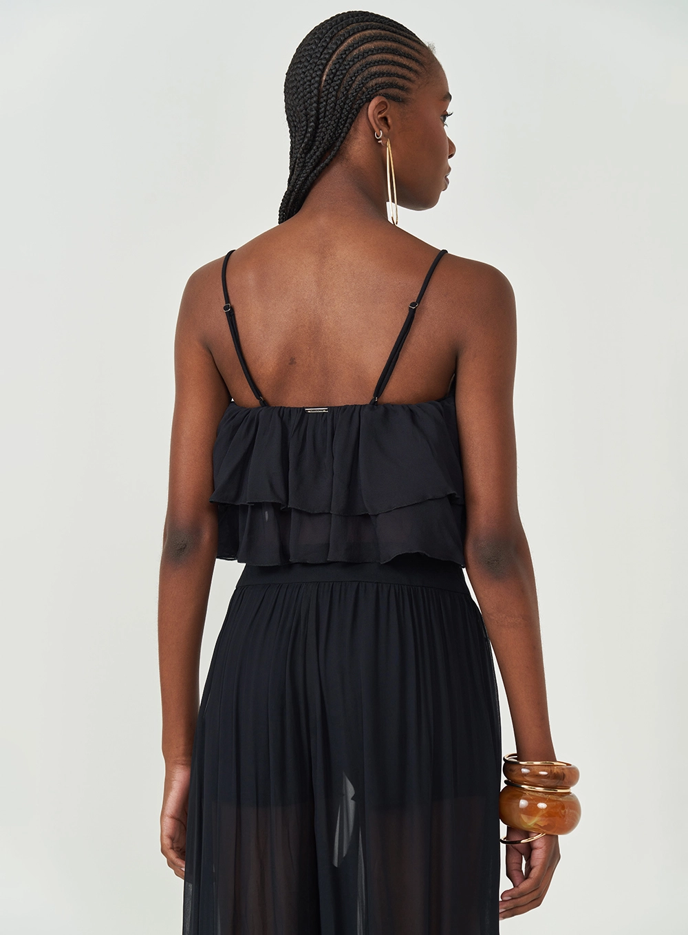 Blusa Comfort Com Babados Preto
