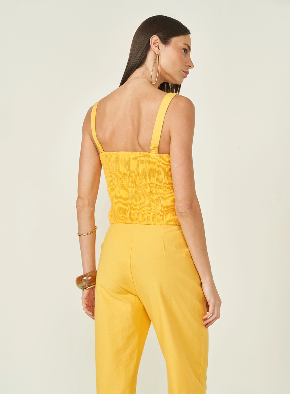 Blusa Comfort Costas Em Lastex Amarelo